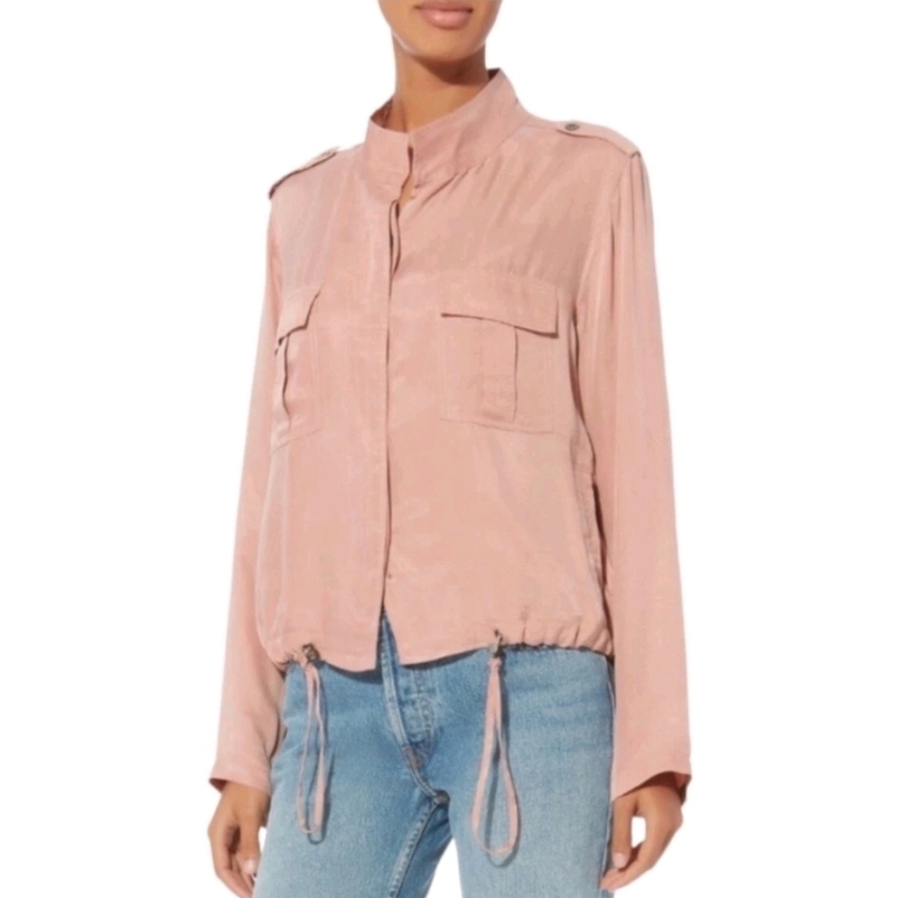 Rails Rowan Utility Jacket in Blush Pink Cupro Cinch Hem Cargo Pockets Large - Picture 17 of 17